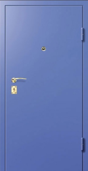 Входные двери с окрасом нитроэмалью (цвет голубой)